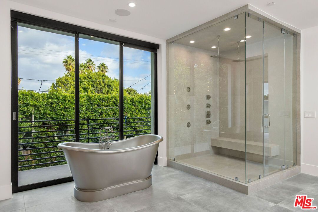 Bathroom, Free Standing Baths, Glass Shower, Interior, Recessed Lighting