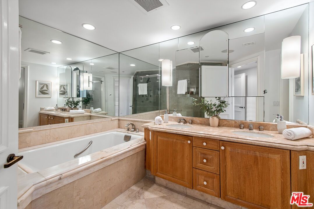 Bathroom, Dual Sink Vanities, Glass Shower, Interior, Recessed Lighting