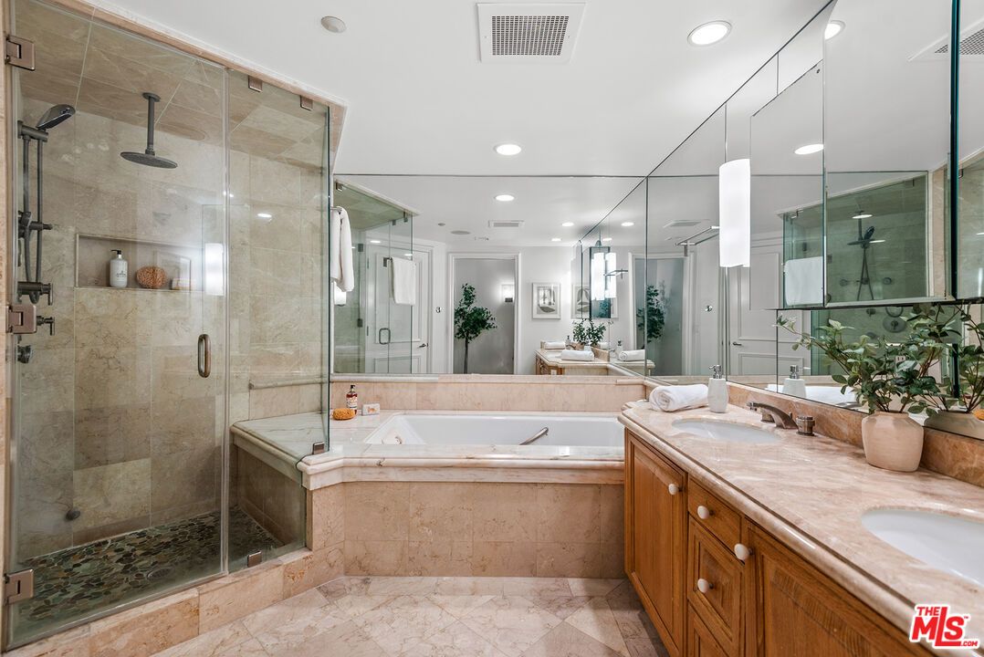 Bathroom, Dual Sink Vanities, Glass Shower, Interior, Recessed Lighting