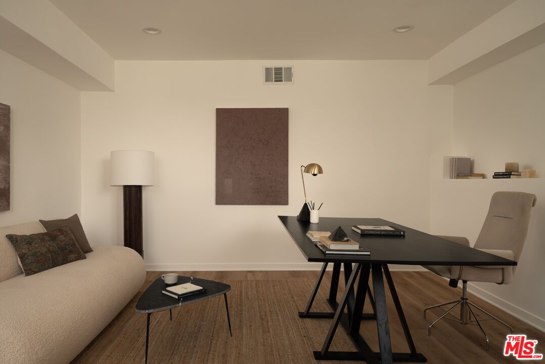 Home Office, Interior, Recessed Lighting, Wood Texture Flooring