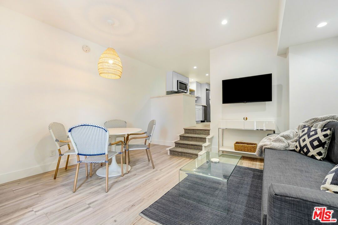 Dining room, Interior, Kitchen, Living room, Pendant Lights, Recessed Lighting, Wood Texture Flooring