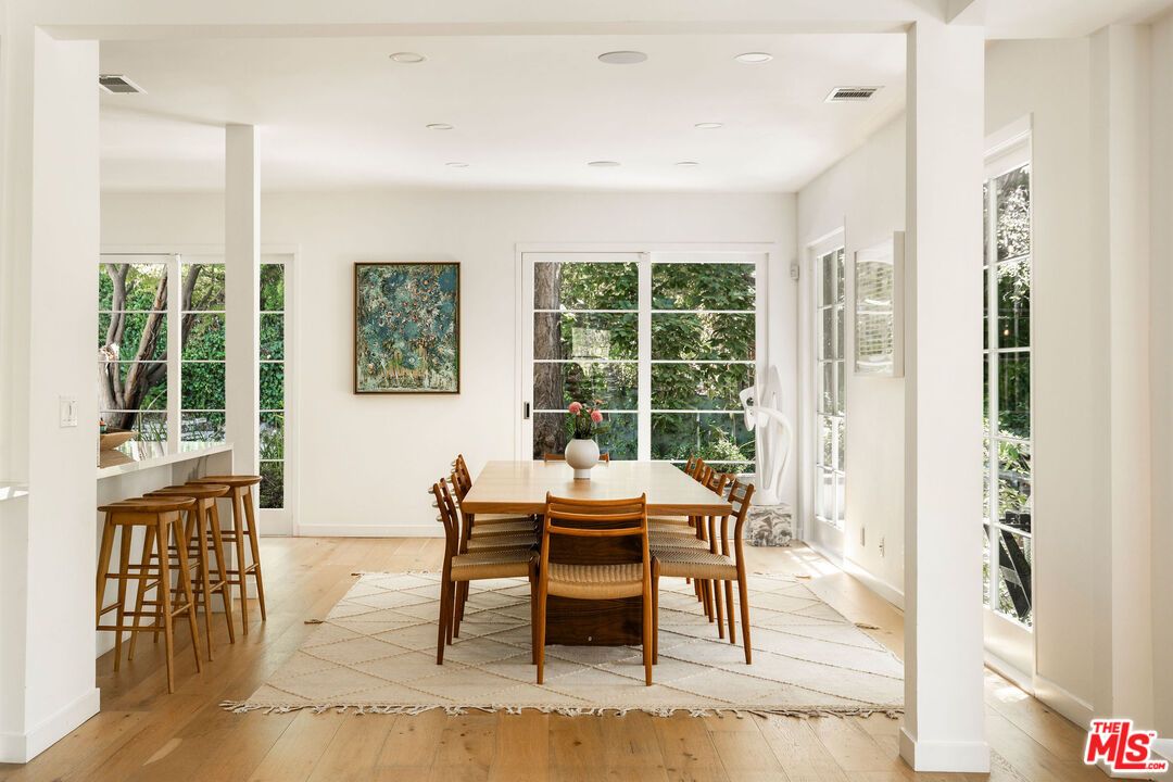 Dining room, Interior, Recessed Lighting, Wood Texture Flooring