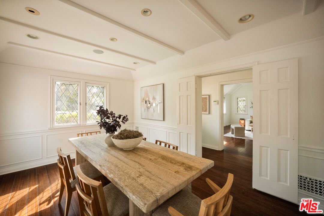 Dining room, Interior, Recessed Lighting, Wood Texture Flooring
