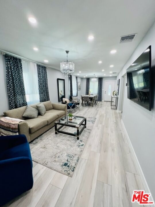 Chandelier, Dining room, Interior, Living room, Recessed Lighting, Wood Texture Flooring