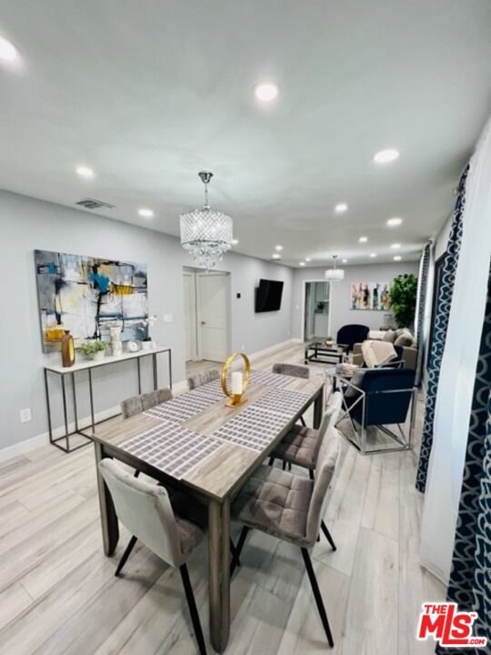 Chandelier, Dining room, Interior, Living room, Recessed Lighting, Wood Texture Flooring