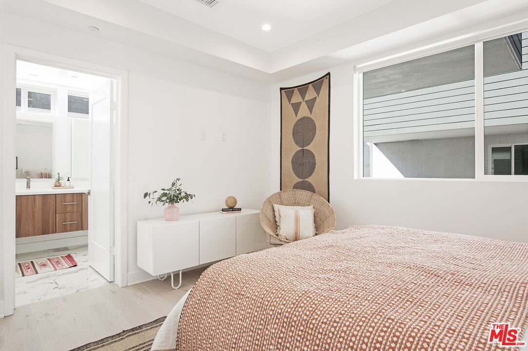 Bedroom, Interior, Marble, Recessed Lighting, Wood Texture Flooring