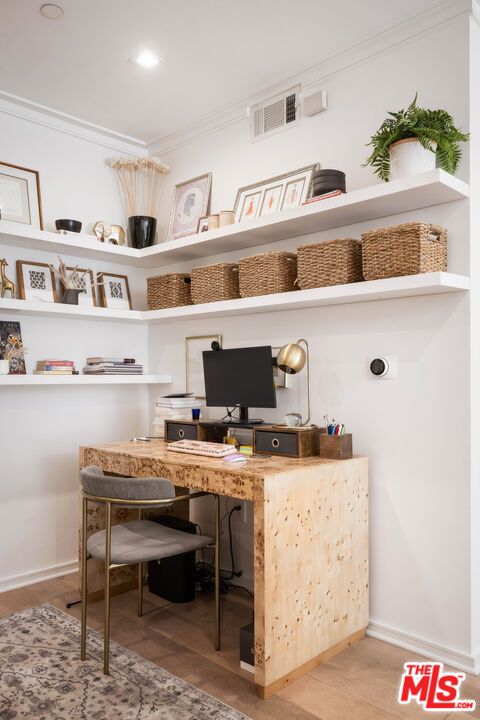 Home Office, Interior, Recessed Lighting, Wood Texture Flooring
