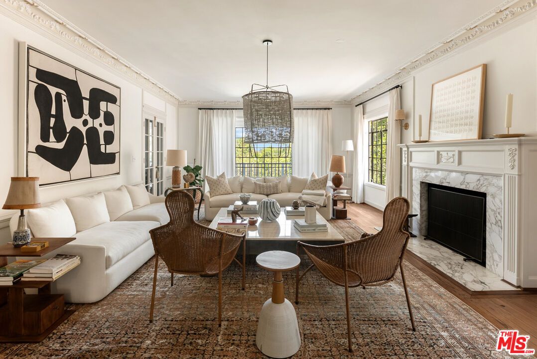 Fireplace, Interior, Living room, Pendant Lights, Wood Texture Flooring
