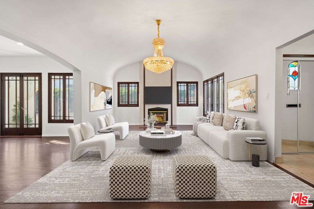 Chandelier, Fireplace, Interior, Living room, Wood Texture Flooring