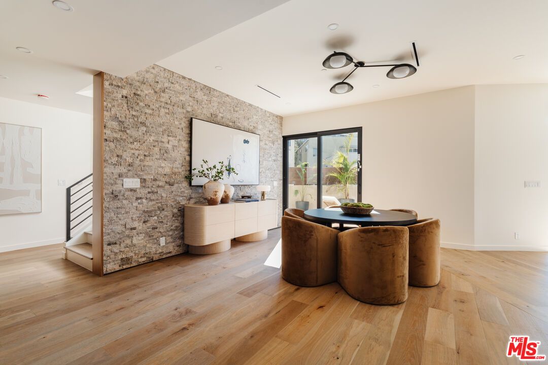 Dining room, Interior, Recessed Lighting, Wood Texture Flooring