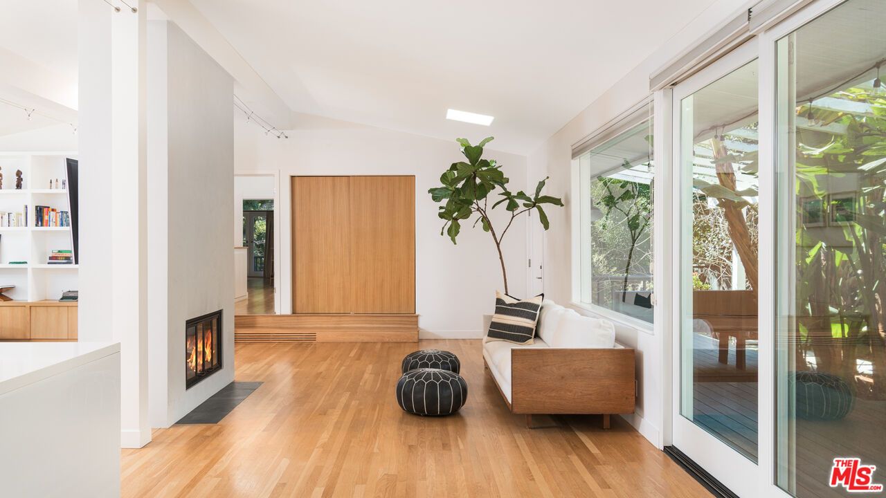 Fireplace, Interior, Recessed Lighting, Wood Texture Flooring