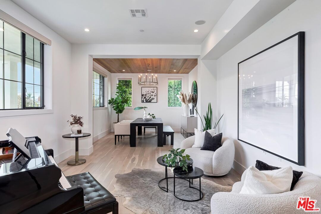 Chandelier, Interior, Living room, Recessed Lighting, Wooden Ceilings, Wood Texture Flooring