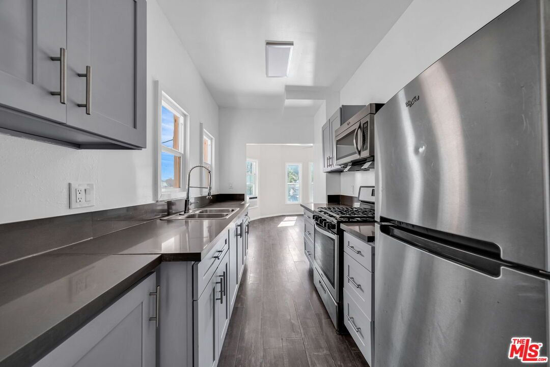 Interior, Kitchen, Stainless Steel Appliances, Wood Texture Flooring
