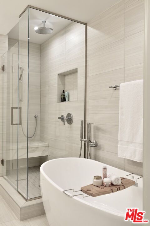 Bathroom, Free Standing Baths, Glass Shower, Interior, Recessed Lighting