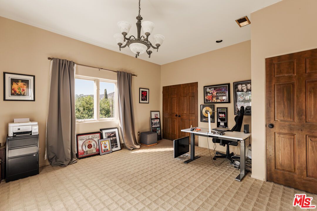 Chandelier, Home Office, Interior, Recessed Lighting