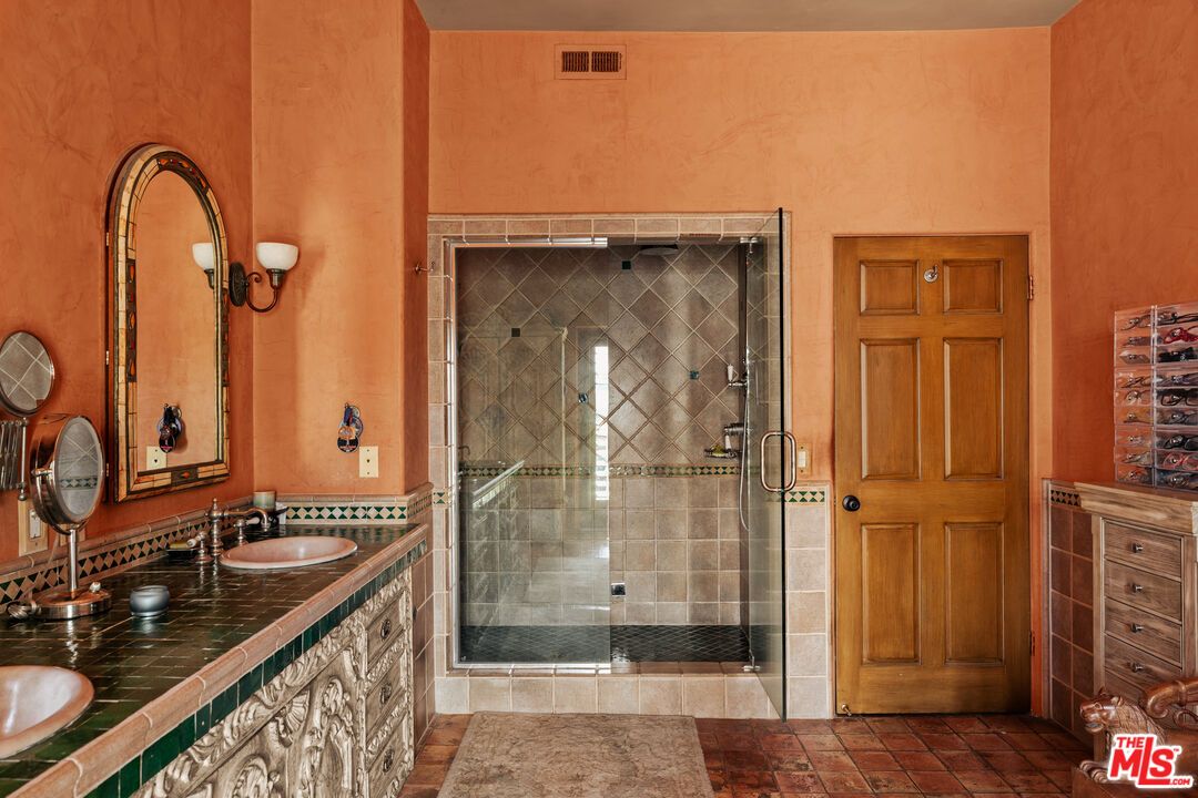Bathroom, Dual Sink Vanities, Glass Shower, Interior, Tile Countertops