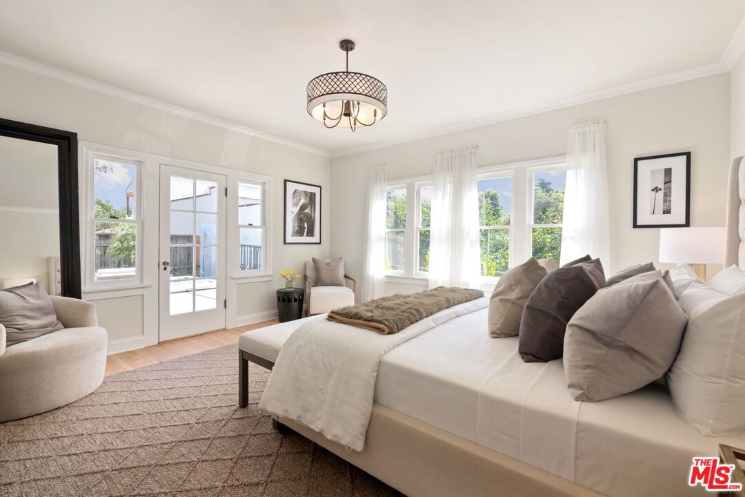 Bedroom, Chandelier, Interior, Wood Texture Flooring