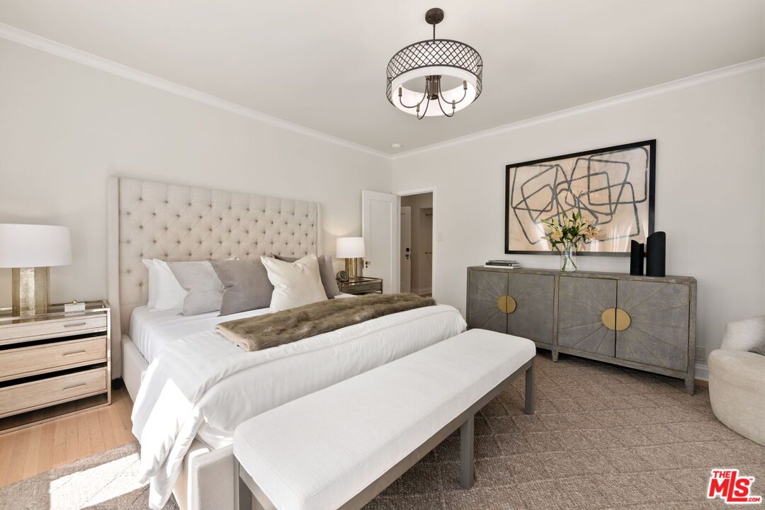 Bedroom, Chandelier, Interior, Wood Texture Flooring
