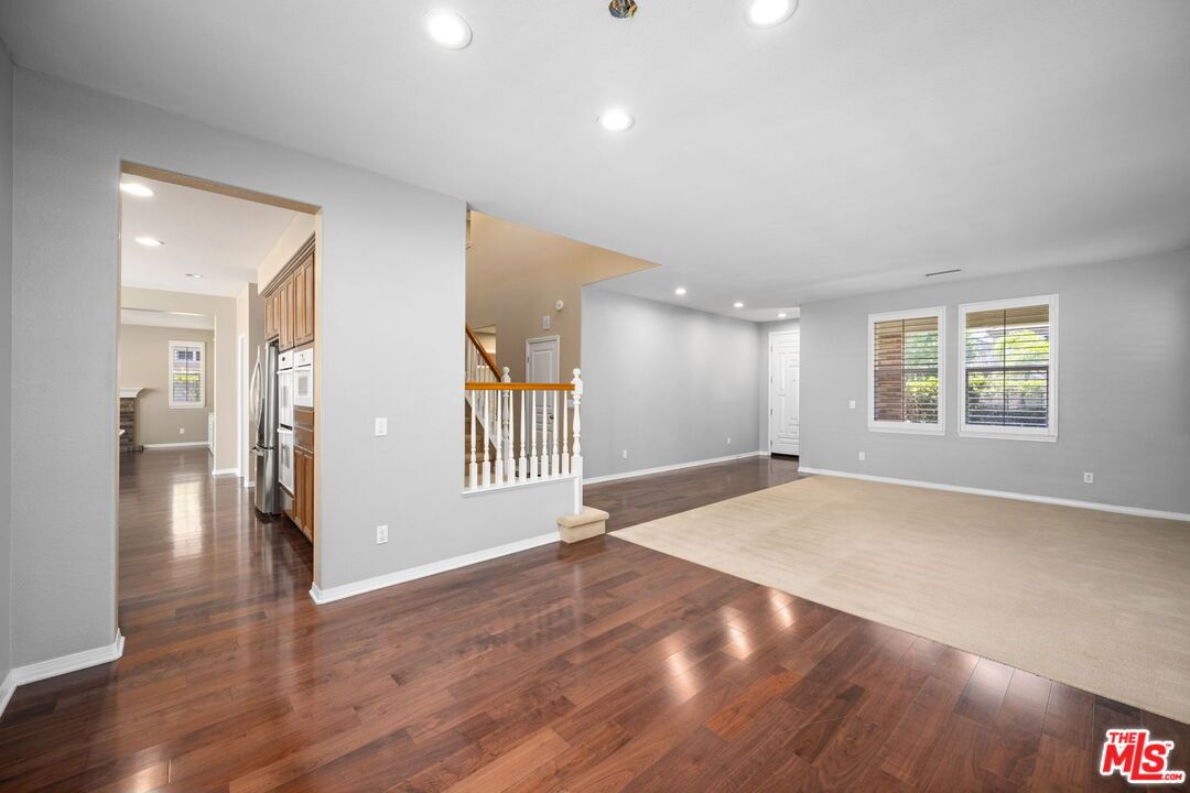 Empty room, Interior, Kitchen, Recessed Lighting, Wood Texture Flooring