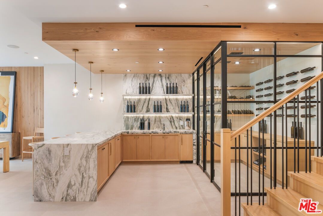 Interior, Pendant Lights, Recessed Lighting, Wine Storage, Wooden Ceilings