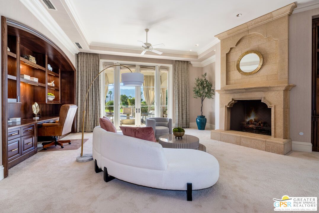 Fireplace, Home Office, Interior, Living room, Recessed Lighting