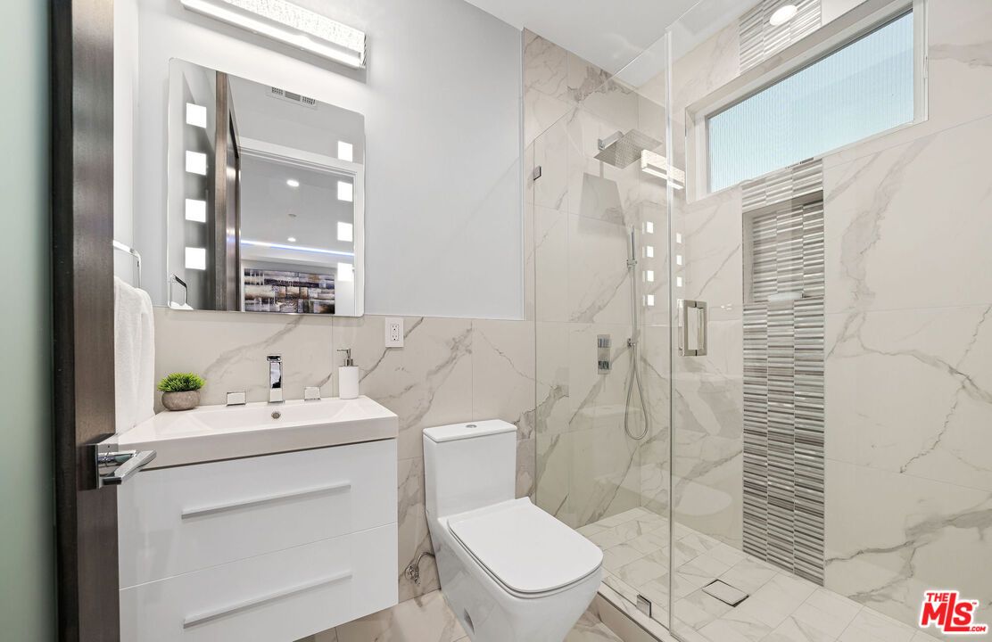 Bathroom, Glass Shower, Interior, Marble, Marble Walls, Recessed Lighting