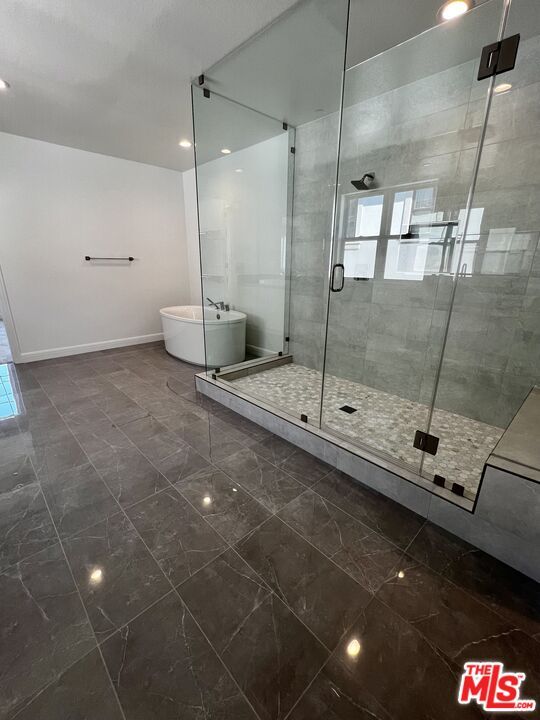 Bathroom, Free Standing Baths, Glass Shower, Interior, Recessed Lighting
