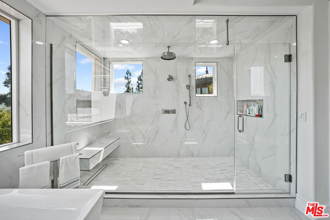 Bathroom, Glass Shower, Interior, Marble, Marble Walls