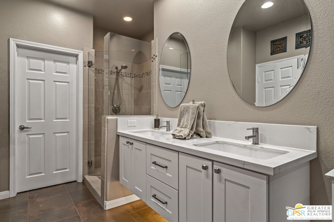 Bathroom, Dual Sink Vanities, Glass Shower, Interior, Recessed Lighting