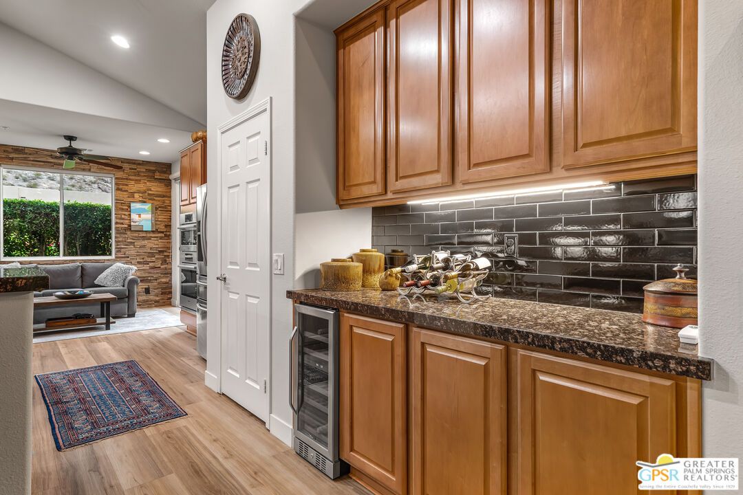 Interior, Kitchen, Recessed Lighting, Wood Texture Flooring, Wooden Walls