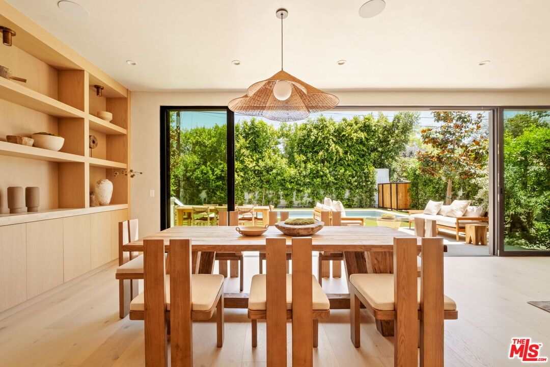 Dining room, Interior, Pendant Lights, Recessed Lighting, Wood Texture Flooring