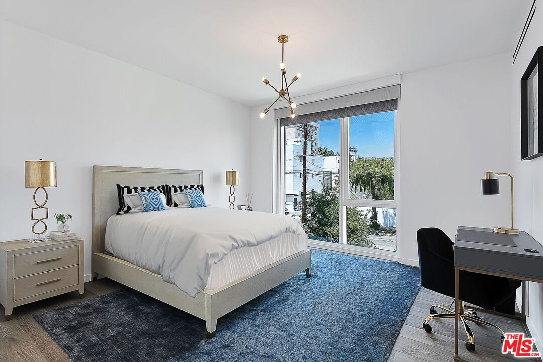 Bedroom, Home Office, Interior, Pendant Lights, Wood Texture Flooring