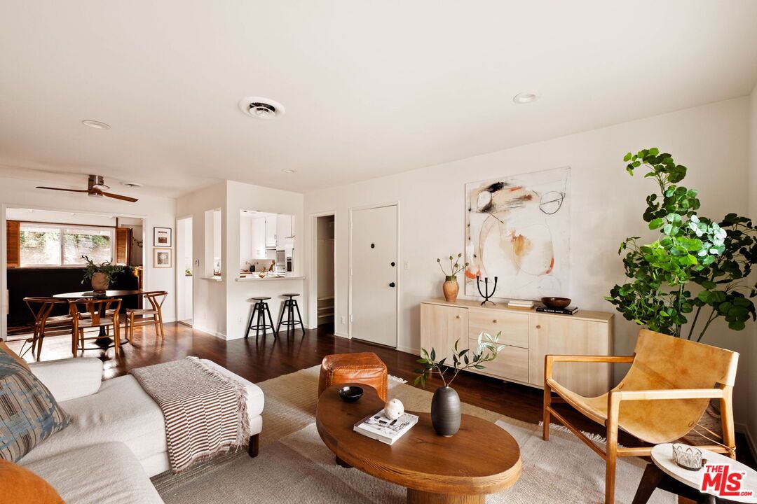 Dining room, Interior, Living room, Recessed Lighting, Wood Texture Flooring