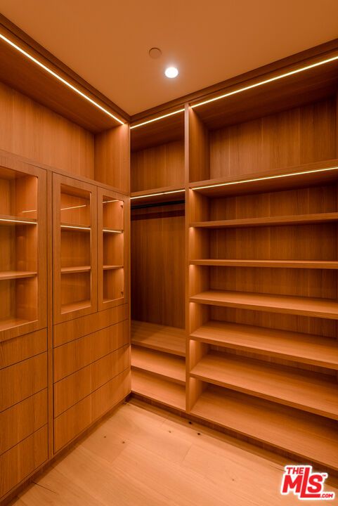 Interior, Recessed Lighting, Walk-in Closets, Wood Texture Flooring, Wooden Walls
