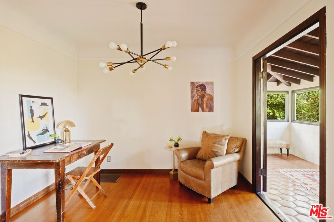 Home Office, Interior, Pendant Lights, Wood Texture Flooring