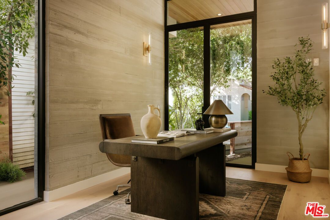 Home Office, Interior, Wood Texture Flooring, Wooden Walls