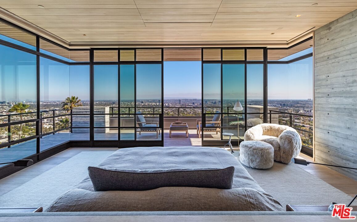 Bedroom, Interior, Recessed Lighting, Water, Wood Texture Flooring, Wooden Walls