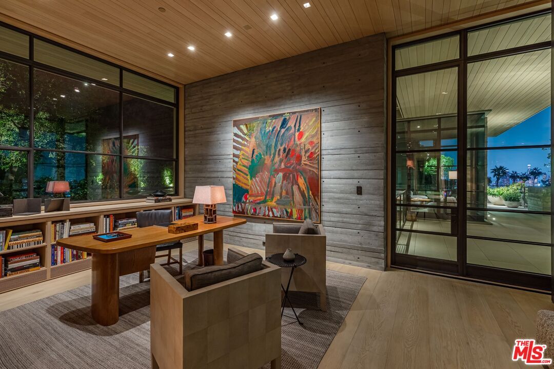 Home Office, Interior, Recessed Lighting, Wooden Ceilings, Wood Texture Flooring, Wooden Walls