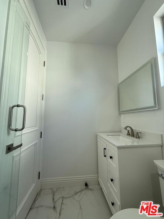 Bathroom, Glass Shower, Interior, Marble, Recessed Lighting