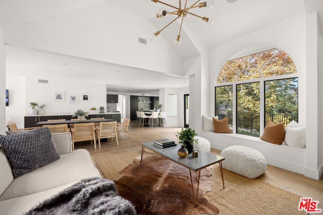 Dining room, Interior, Living room, Pendant Lights, Wood Texture Flooring