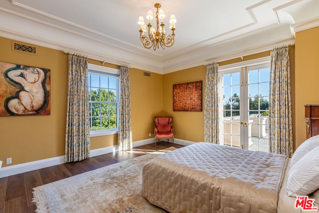 Bedroom, Chandelier, Interior, Wood Texture Flooring