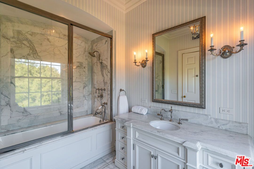 Bathroom, Glass Shower, Interior, Marble Walls