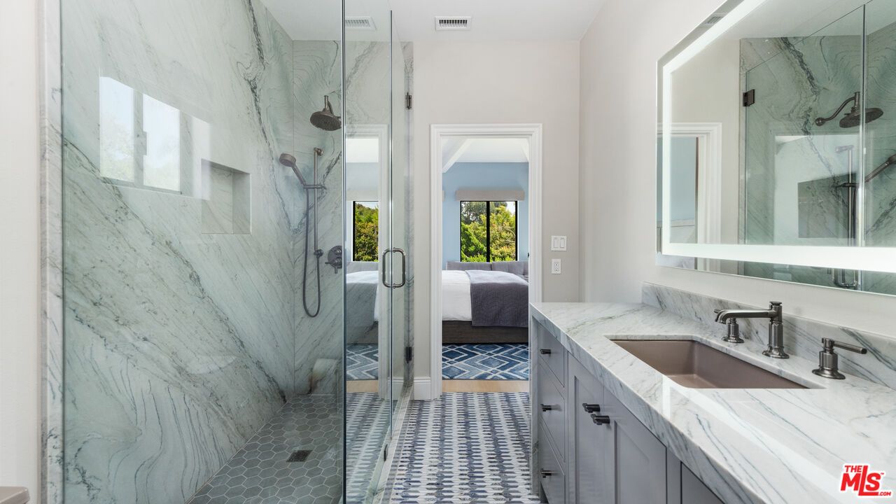 Bathroom, Glass Shower, Interior, Marble Walls