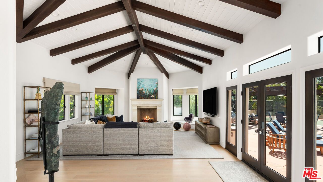 Fireplace, Interior, Living room, Wooden Beams, Wood Texture Flooring