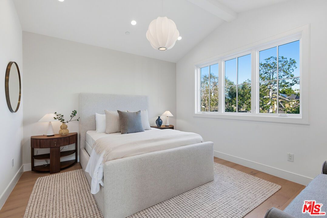 Bedroom, Interior, Pendant Lights, Recessed Lighting, Wood Texture Flooring