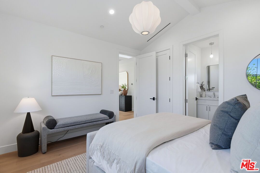 Bedroom, Interior, Pendant Lights, Recessed Lighting, Wood Texture Flooring