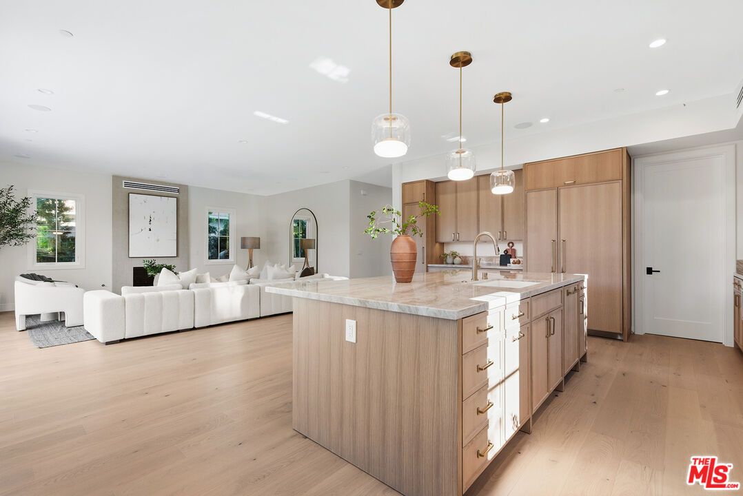 Interior, Kitchen, Living room, Pendant Lights, Recessed Lighting, Wood Texture Flooring