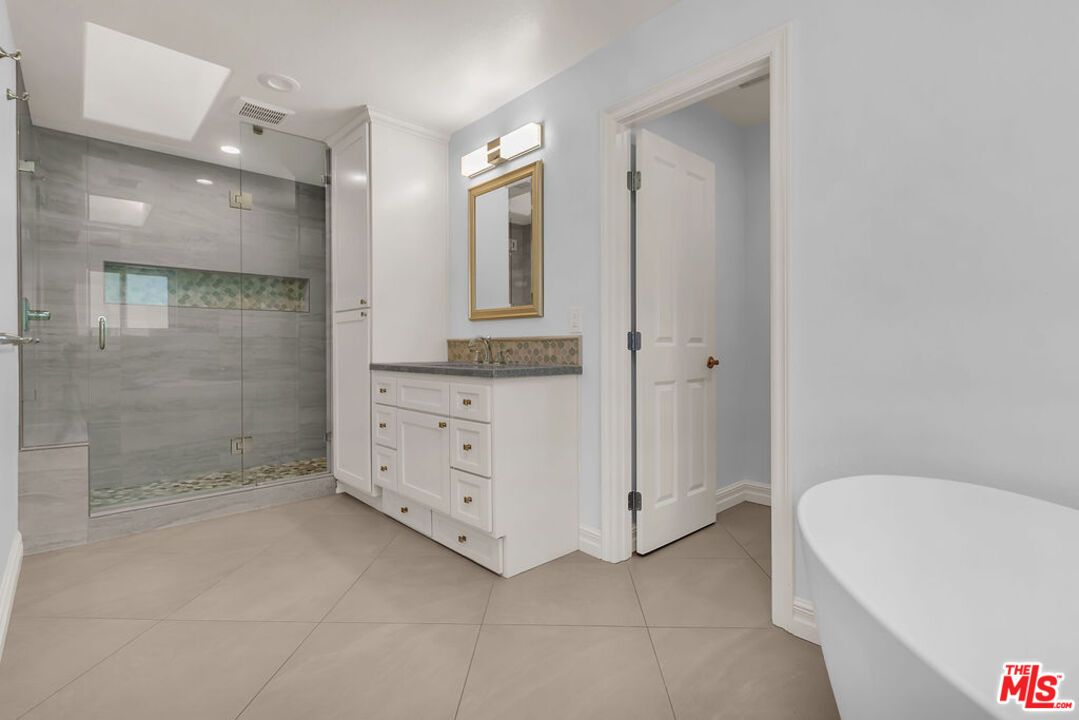 Bathroom, Free Standing Baths, Glass Shower, Interior, Recessed Lighting