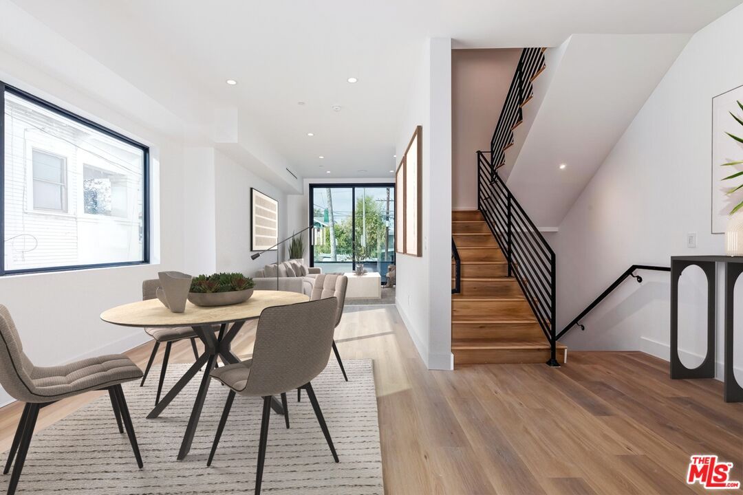 Dining room, Interior, Recessed Lighting, Wood Texture Flooring