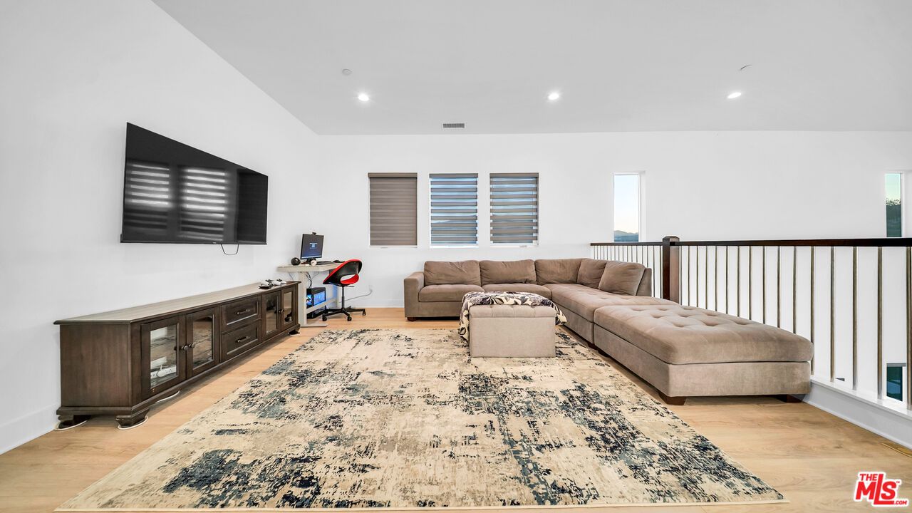 Home Office, Interior, Living room, Recessed Lighting, Wood Texture Flooring